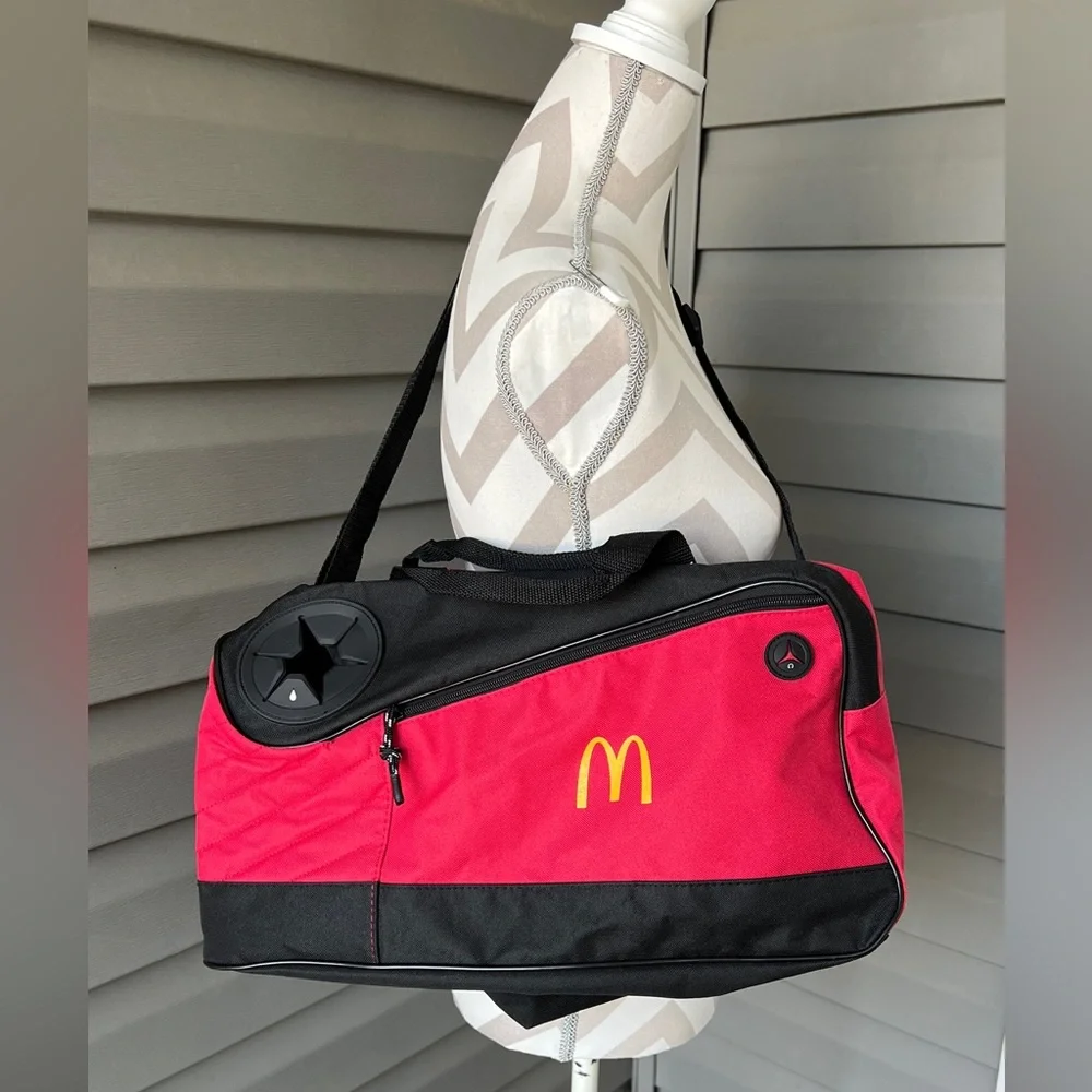 RARE- McDonalds Red And Black With Bottle Holder Lightweight Duffel Bag - Picture 3 of 10